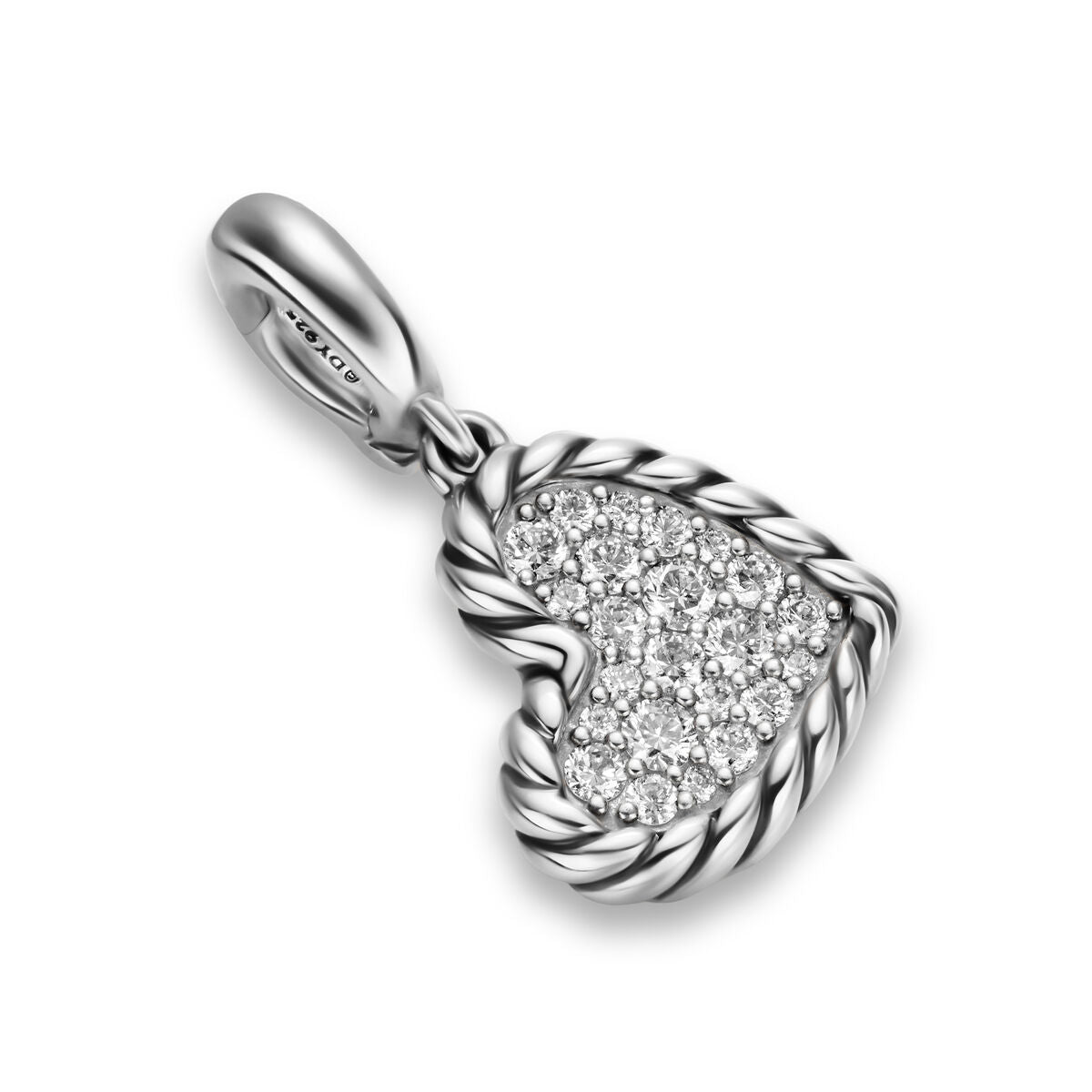 David Yurman Sterling Silver Elements Cable Heart Diamond Enhancer