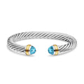 David Yurman Sterling Silver and Yellow Gold Classic Cable Blue Topaz Bracelet