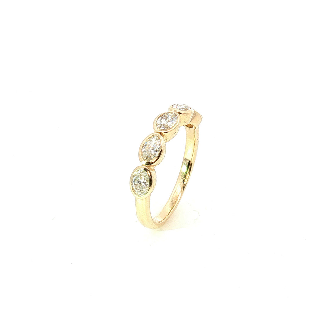 Yellow Gold East West Oval Diamond Band