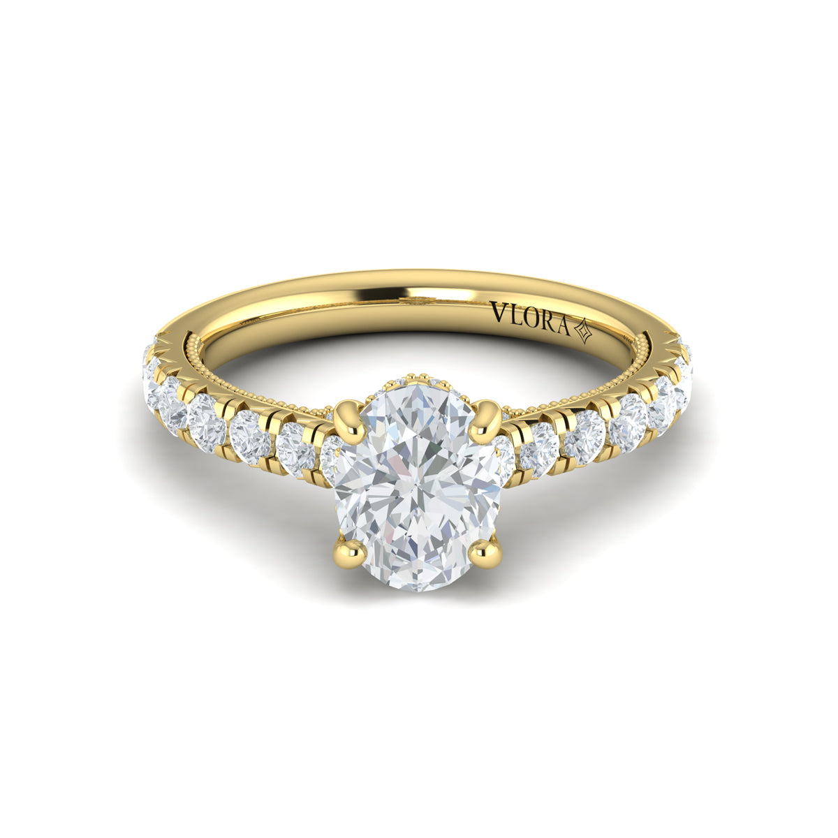 Vlora Yellow Gold Diamond Hidden Halo Engagement Ring