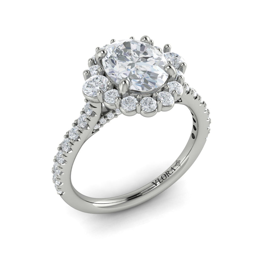 Vlora Oval Diamond Halo Engagement Ring Mounting