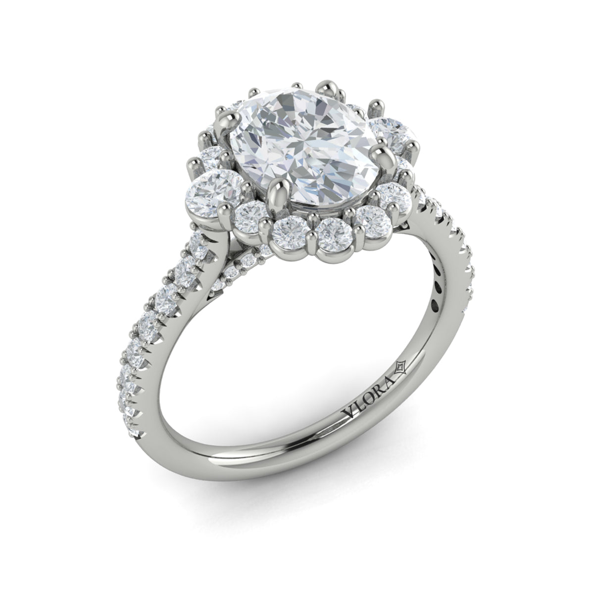 Vlora Oval Diamond Halo Engagement Ring Mounting