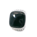 Estate John Hardy Sterling Silver Large Engraved Side Black Gemstone Signet Ring