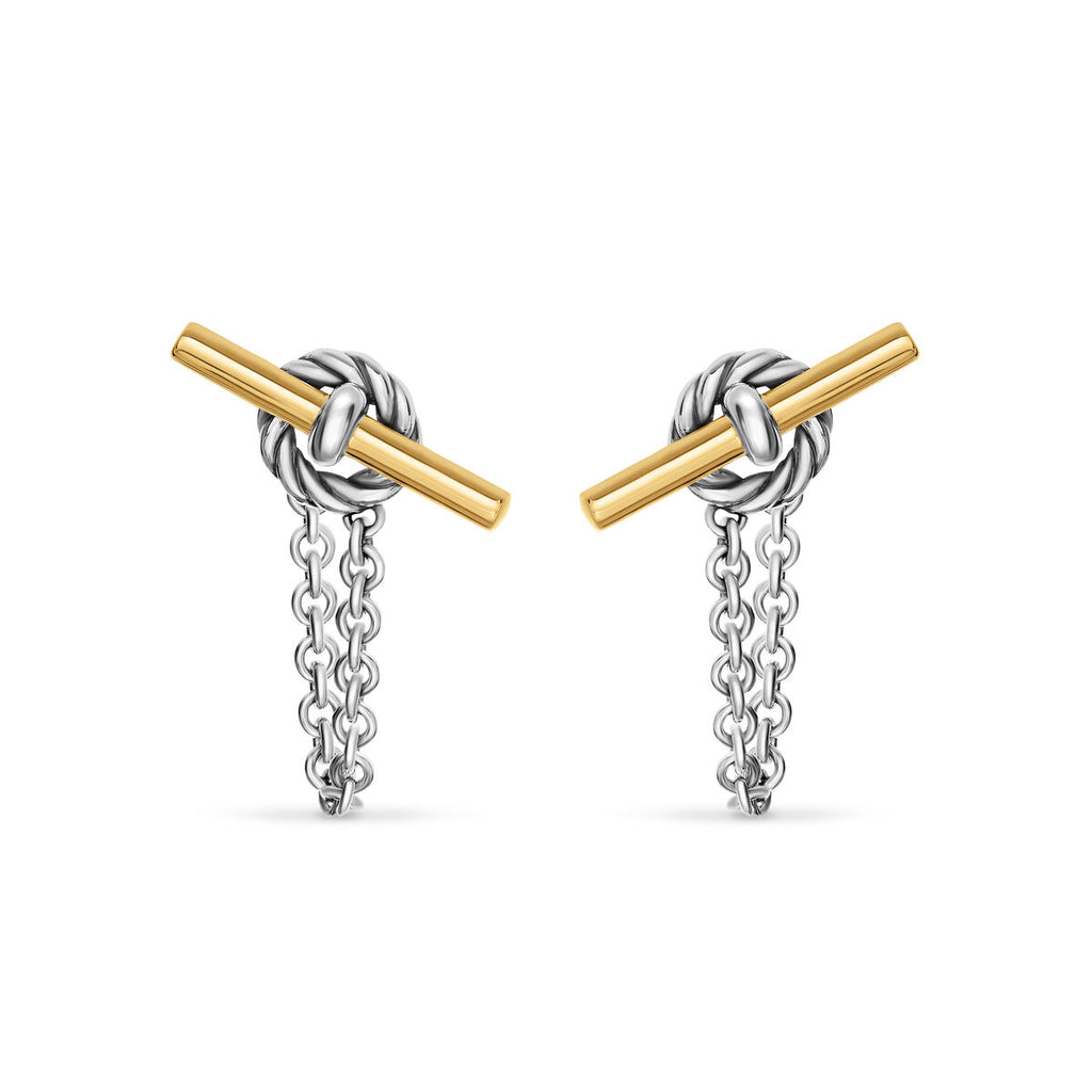 David Yurman Sterling Silver and Yellow Gold Mercer Petite Toggle Earrings