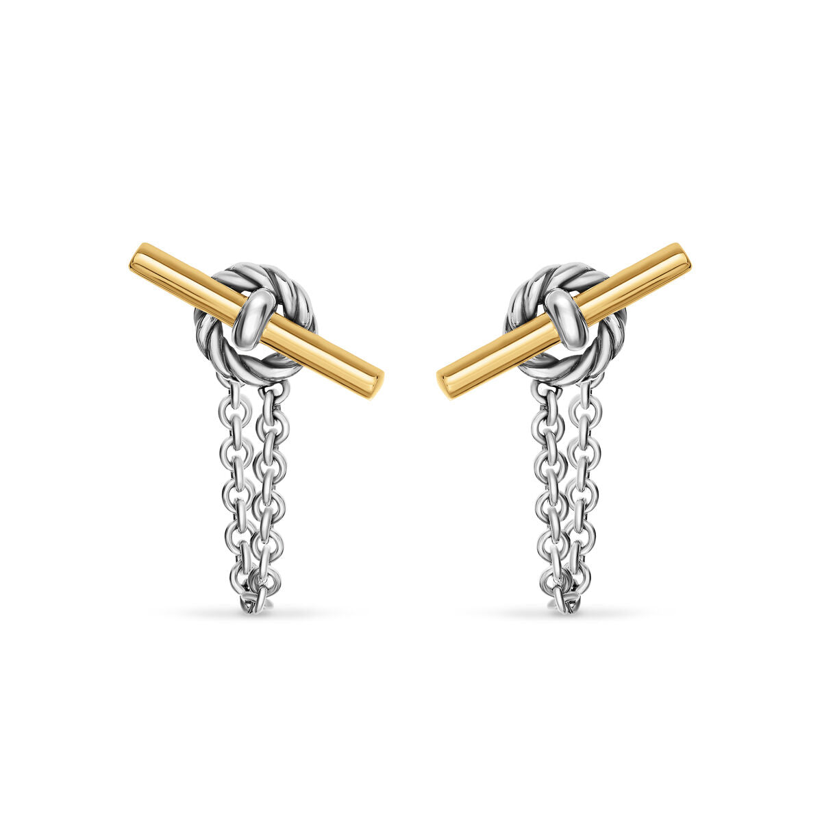 David Yurman Sterling Silver and Yellow Gold Mercer Petite Toggle Earrings