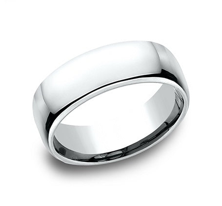 Benchmark White Gold 7.5 mm Euro Comfort Fit Classic Wedding Band