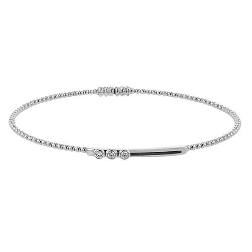Simon G White Gold Sliding Diamond Bead Bangle Bracelet