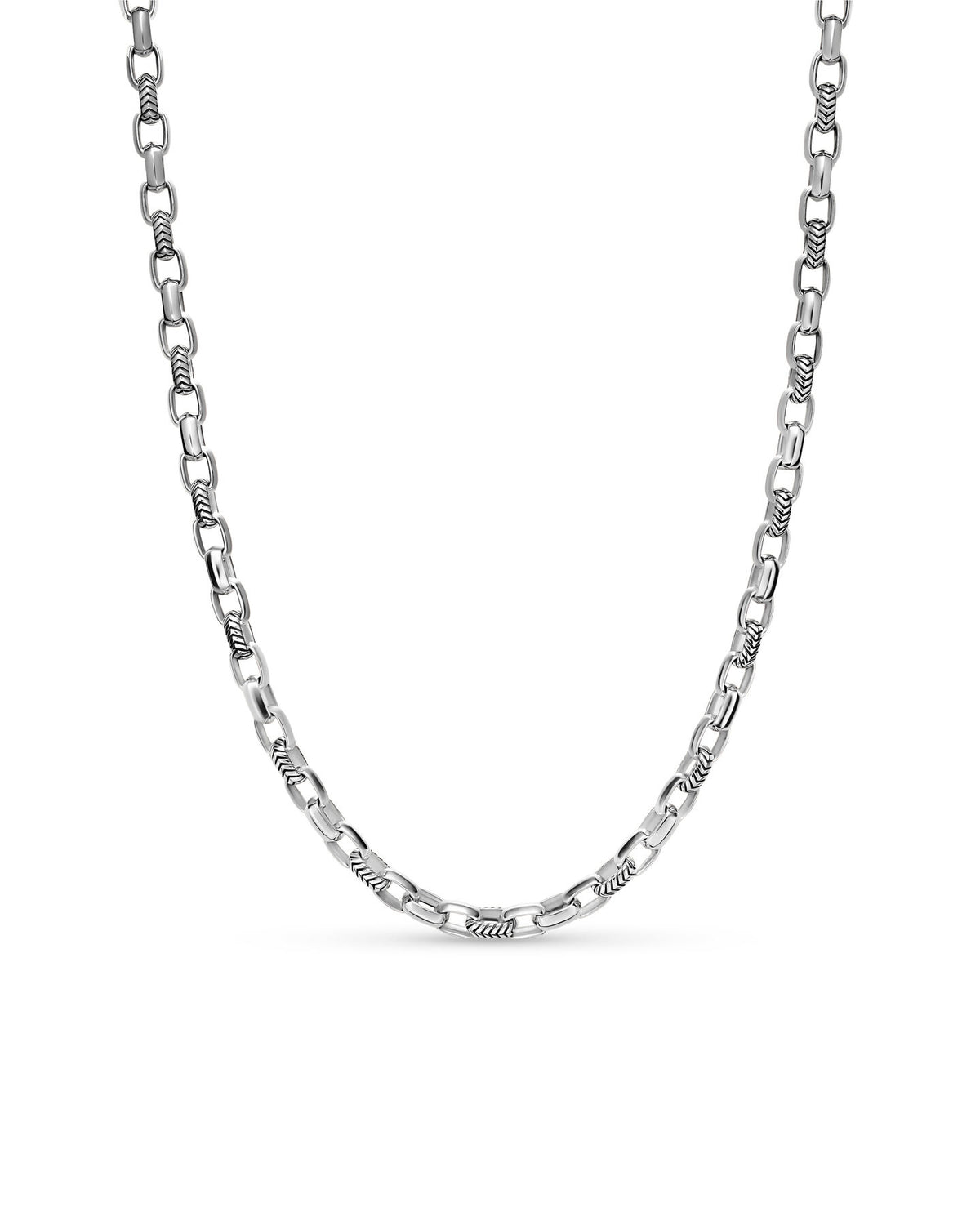David Yurman Silver Chevron Oval Link Necklace