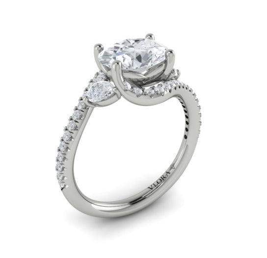Vlora White Gold Diamond East-West Bypass Engagement Ring Mounting
