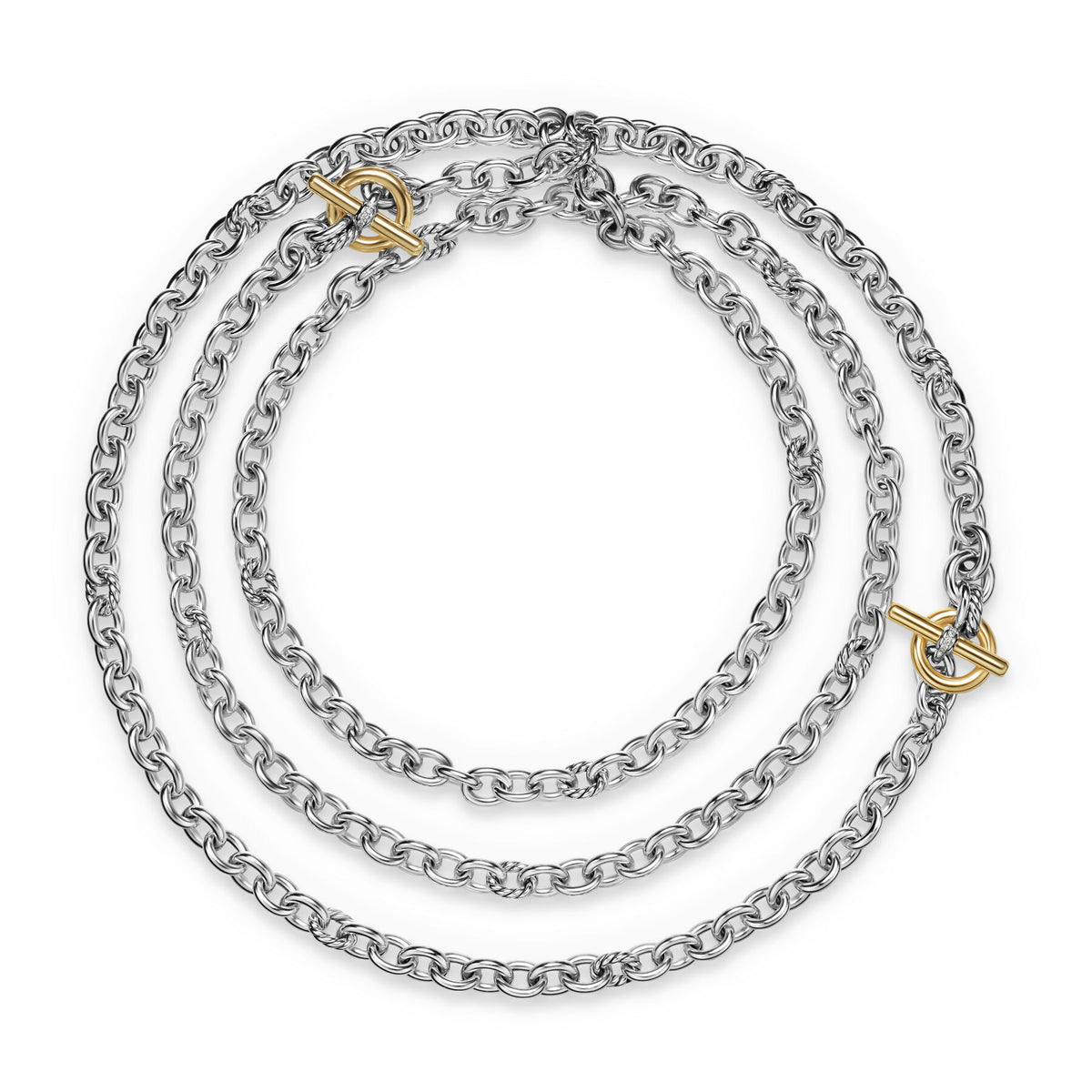 David Yurman Sterling Silver and Yellow Gold 8 mm Mercer Convertible Chain Necklace