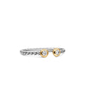 David Yurman Silver and Yellow Gold Cable Open Round Diamond Ring