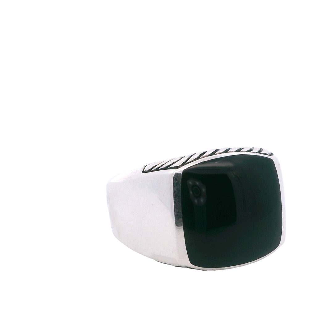 Estate David Yurman Sterling Silver Black Gemstone Signet Ring