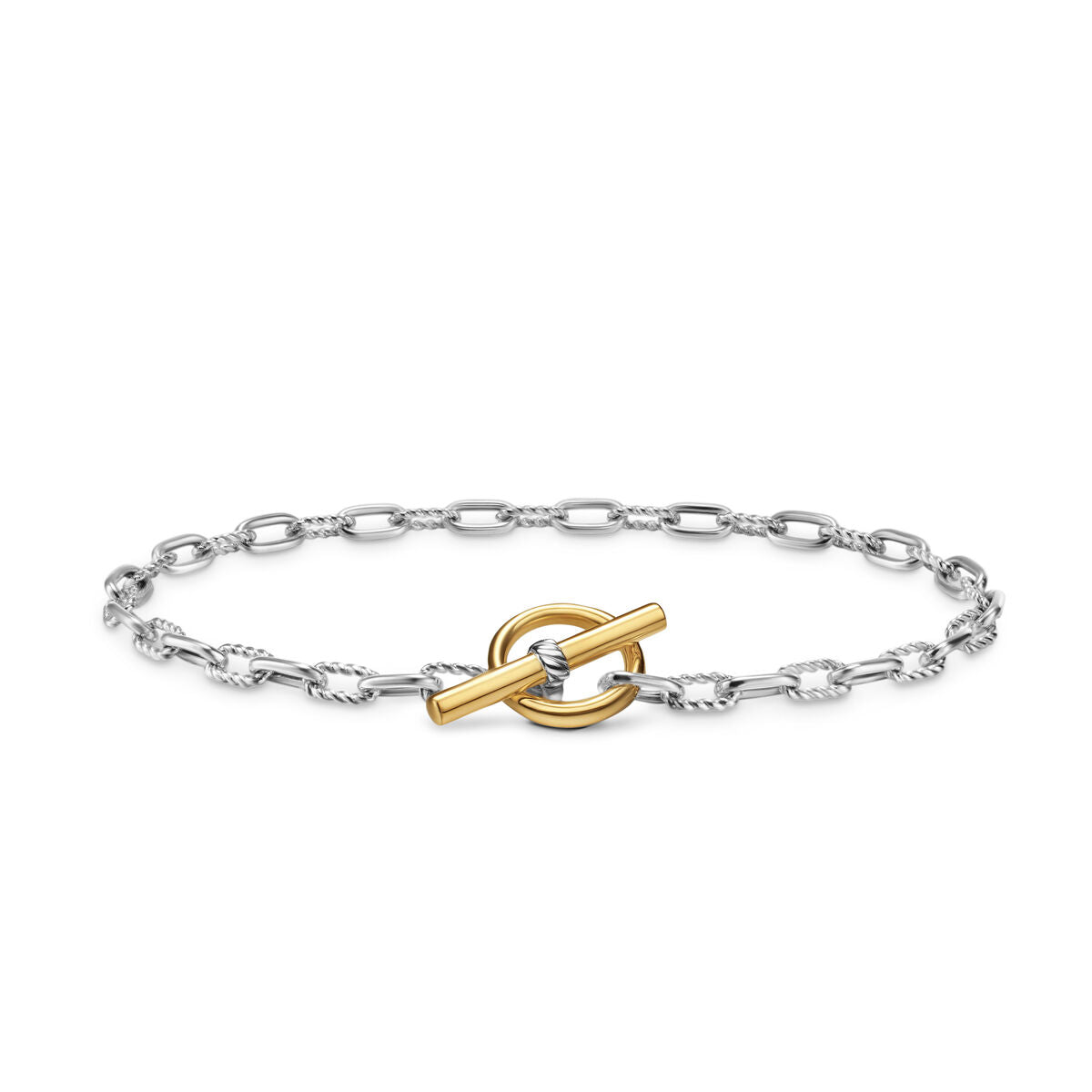 David Yurman Sterling Silver and Yellow Gold Madison Toggle Chain Bracelet