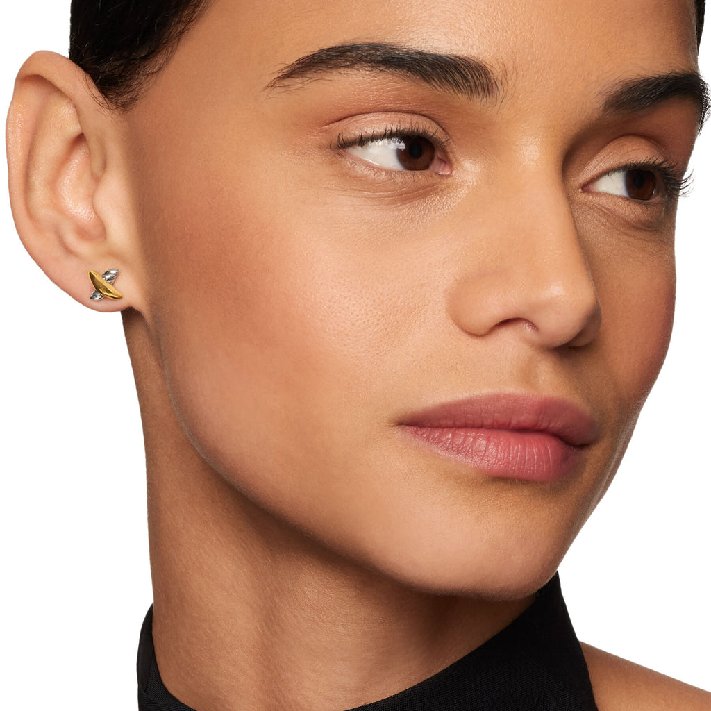 David Yurman Sterling Silver and Yellow Gold Petite X Stud Earrings