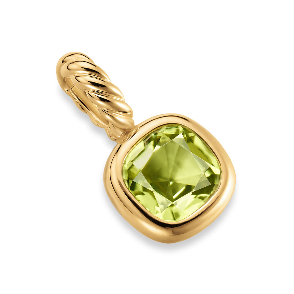 David Yurman Yellow Gold Mini Cushion Peridot Enhancer