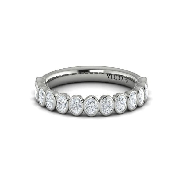 Vlora White Gold Oval Bezel Diamond Wedding Band