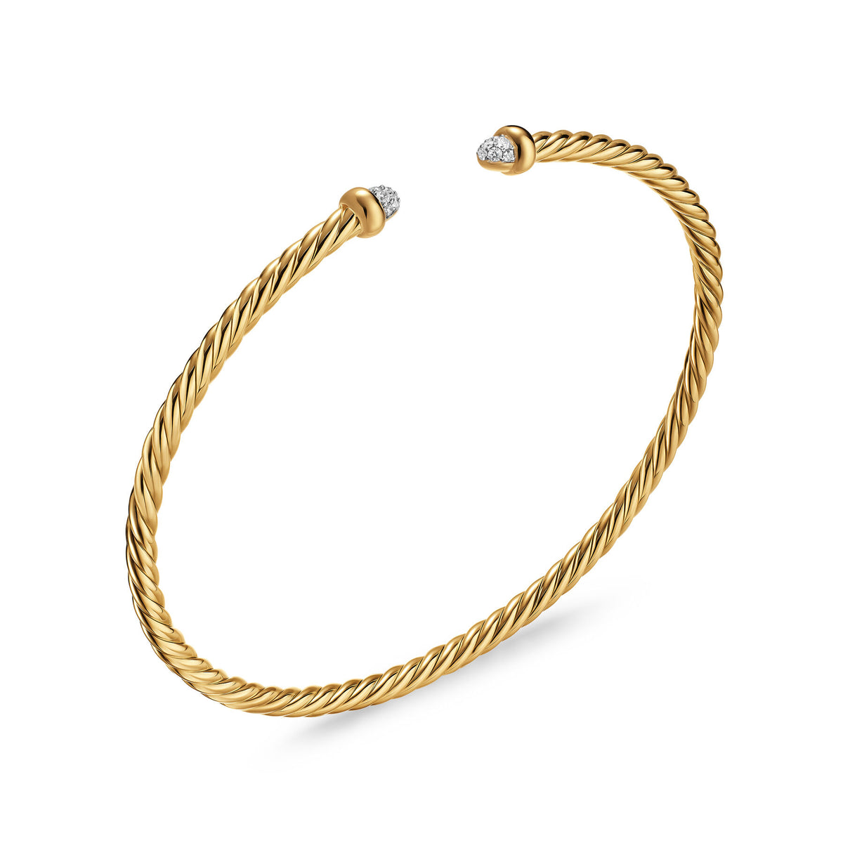 David Yurman Yellow Gold Micro Cablespiria Flex Pave Dome Bracelet