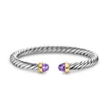 David Yurman Sterling Silver and Yellow Gold Cable Flex Amethyst Bracelet