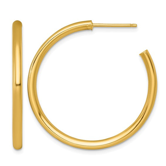 Yellow Gold Polished Post Hoop Earrings