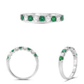 White Gold Green Garnet and Diamond Wedding Band