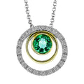 Simon G White and Yellow Gold Emerald and Diamond Multi Circle Necklace