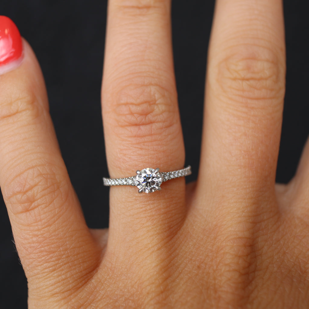 Platinum Forevermark Icon Mounting and Round Diamond Center Engagement Ring