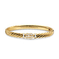 David Yurman Yellow Gold Sculpted Cable Buckle Bracelet with Diamonds