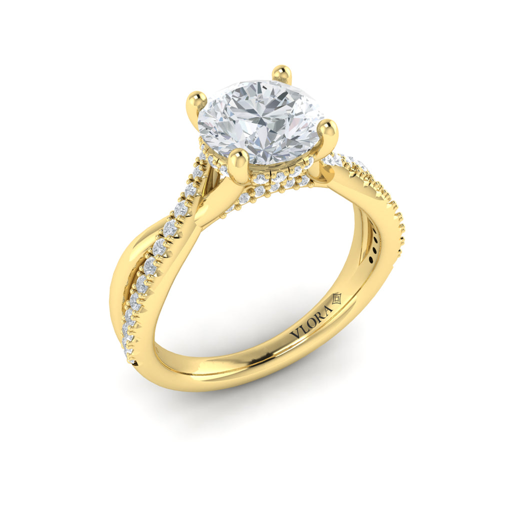 Vlora Yellow Gold Twist Diamond Engagement Ring Mounting