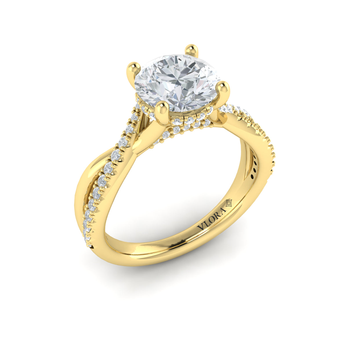 Vlora Yellow Gold Twist Diamond Engagement Ring Mounting