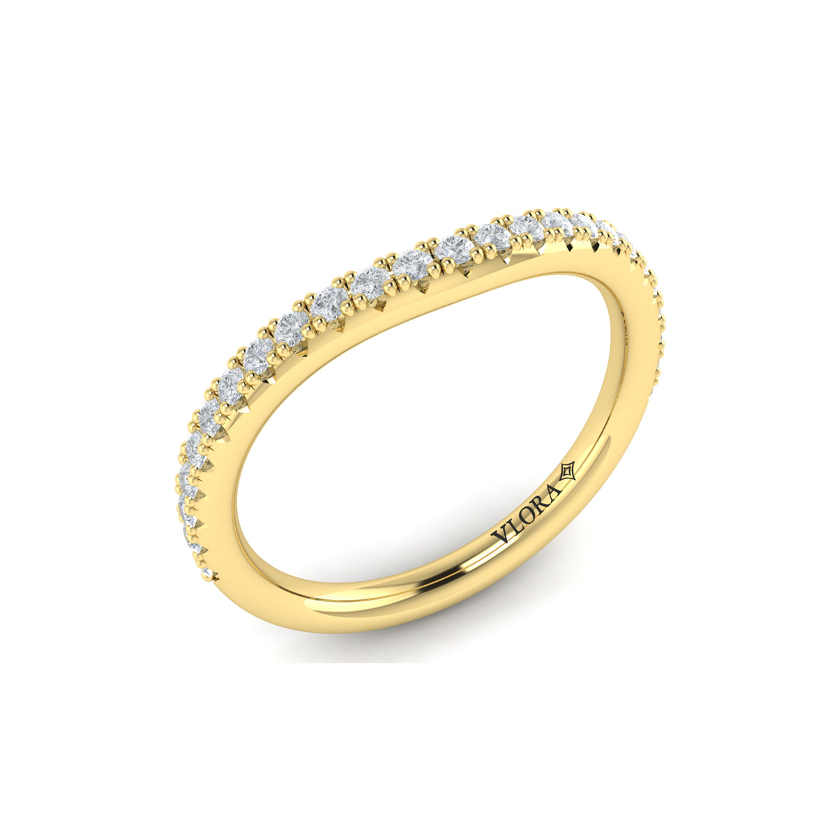 Vlora Yellow Gold Slight Contour Diamond Wedding Band