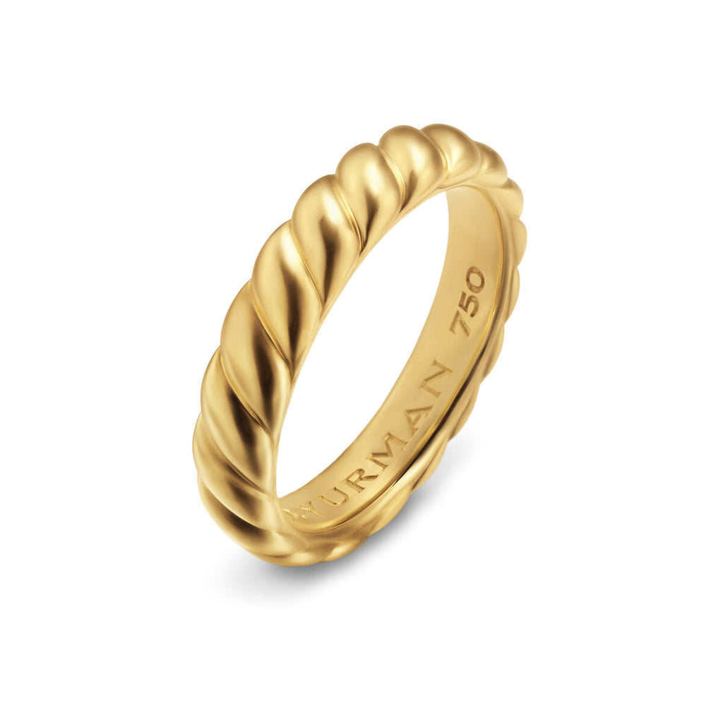 David Yurman Yellow Gold Sculpted Cable Band Ring