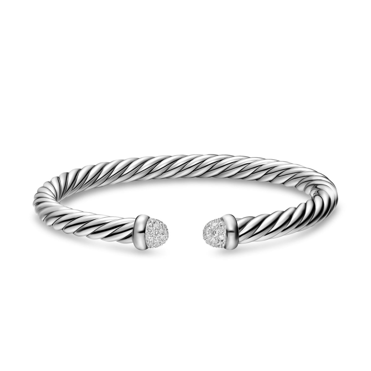 David Yurman Sterling Silver Cable Flex Pave Dome Bracelet