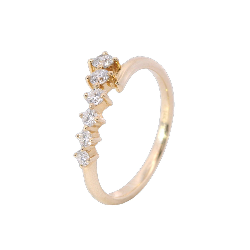 Yellow Gold Half Bypass Diamond Fashion Ring