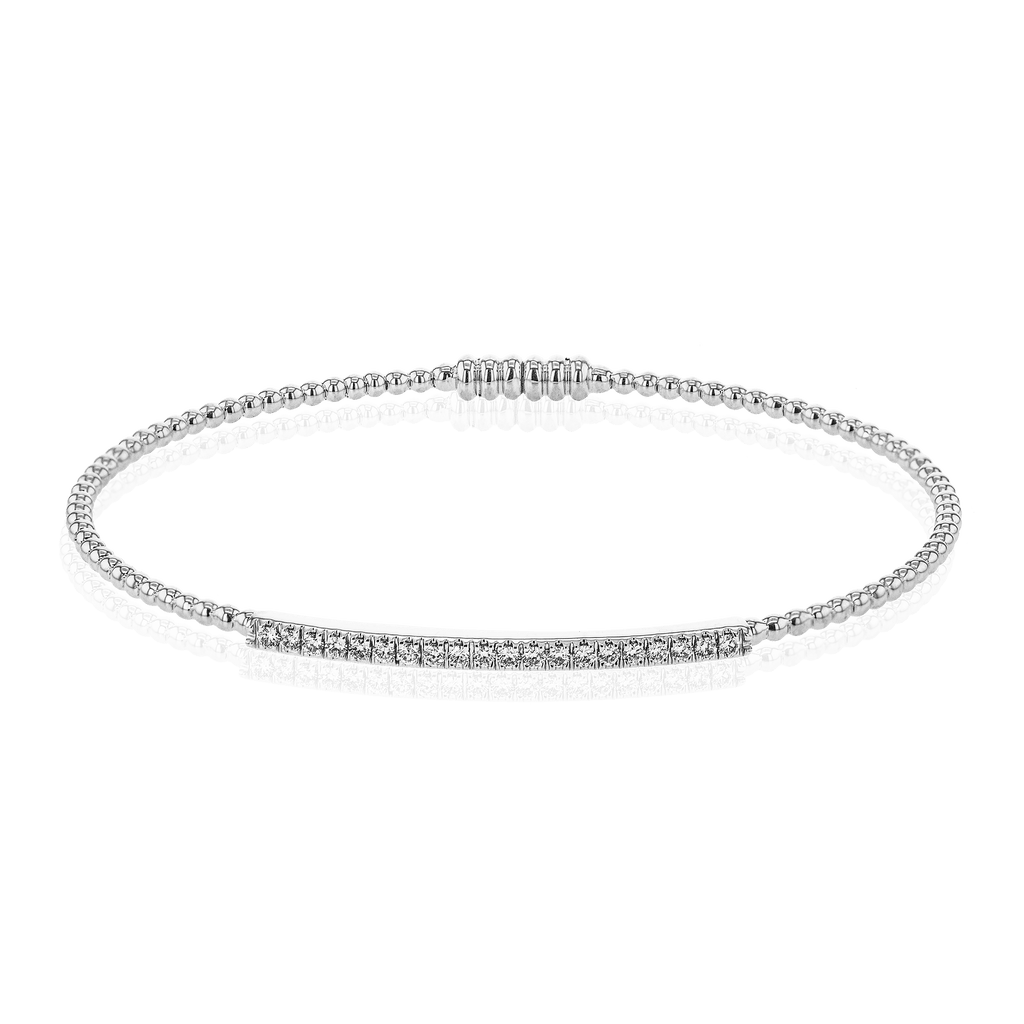 Beaded Bangle in 18k Gold with Diamonds - Simon G. Jewelry