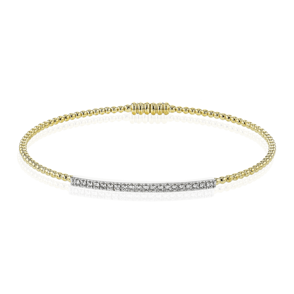 Beaded Bangle in 18k Gold with Diamonds - Simon G. Jewelry