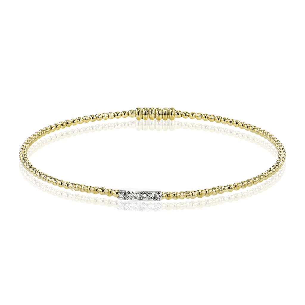 Beaded Bangle in 18k Gold with Diamonds - Simon G. Jewelry