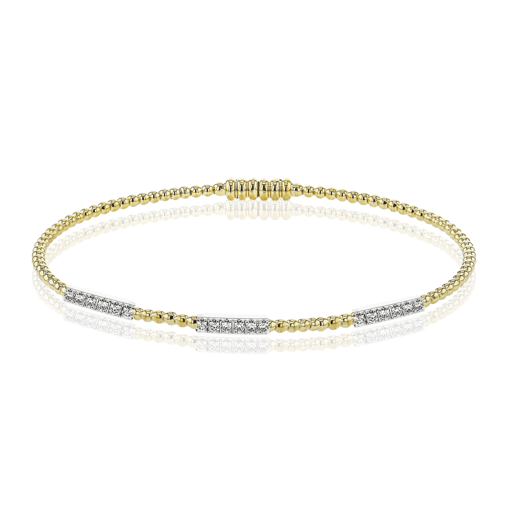 Beaded Bangle in 18k Gold with Diamonds - Simon G. Jewelry