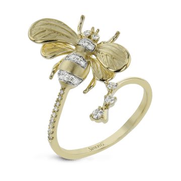 Bee Fashion Ring In 18k Gold With Diamonds - Simon G. Jewelry