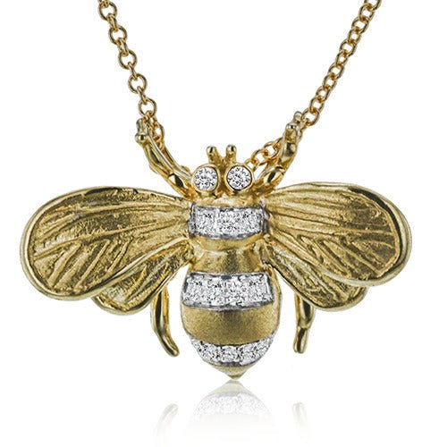 Bee Pendant Necklace in 18k Gold with Diamonds - Simon G. Jewelry