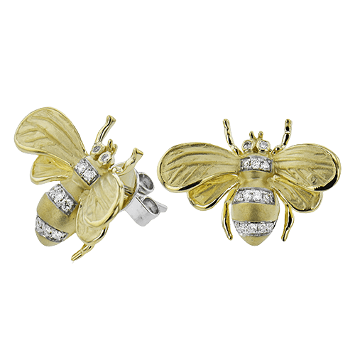 Bee Stud Earrings in 18k Gold with Diamonds - Simon G. Jewelry