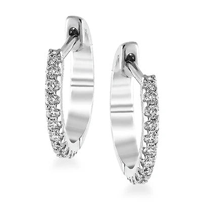 Simon G White Gold Petite Diamond Hoop Earrings