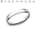 Benchmark 14 Karat White Gold 2.5 mm Light Comfort Fit Dome Wedding Band Size 7