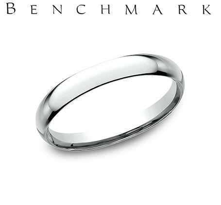Benchmark 14 Karat White Gold 2.5 mm Light Comfort Fit Dome Wedding Band Size 7