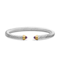 David Yurman Sterling Silver and Yellow Gold Classic Cable Amethyst Bracelet