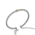 David Yurman Sterling Silver and Yellow Gold Classic Cable Station Bracelet