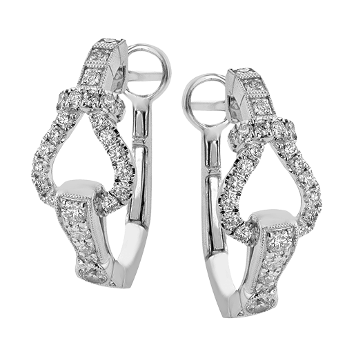 Buckle Hoop Earrings in 18k Gold with Diamonds - Simon G. Jewelry