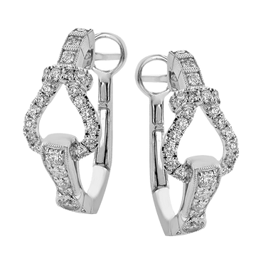 Buckle Hoop Earrings in 18k Gold with Diamonds - Simon G. Jewelry