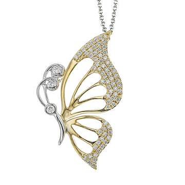 Butterfly Pendant Necklace in 18k Gold with Diamonds - Simon G. Jewelry