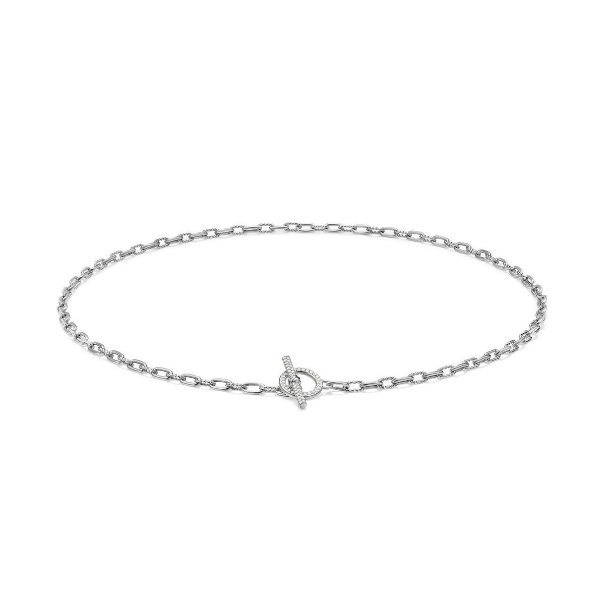 David Yurman Silver Madison Pavé Diamond Toggle Necklace
