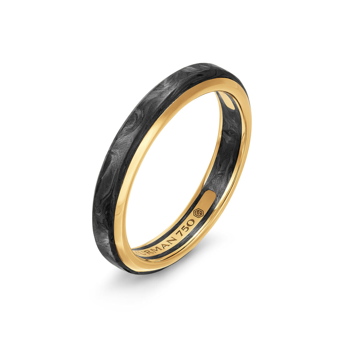 David Yurman Yellow Gold Streamline Forged Carbon Band Ring